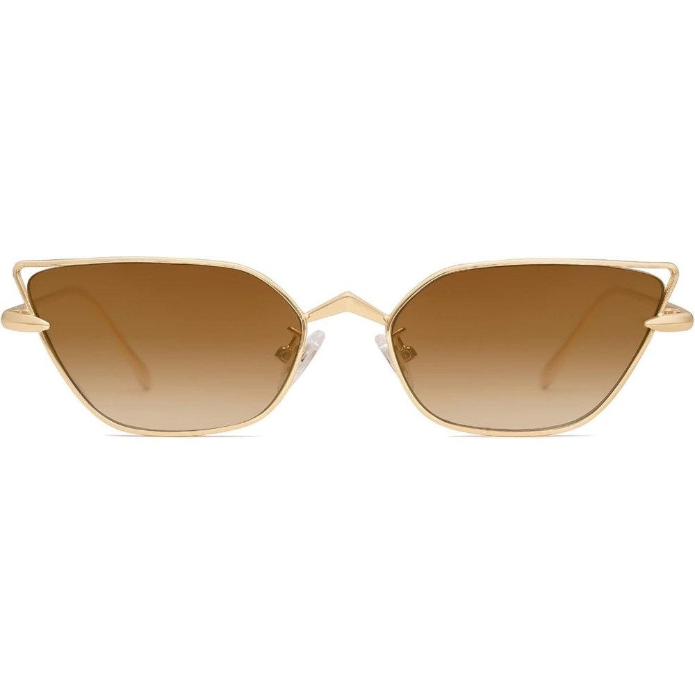 ✨Women's Brown Small Cateye Sunglasses Fashion Narrow Trendy Rectangle Sunnies